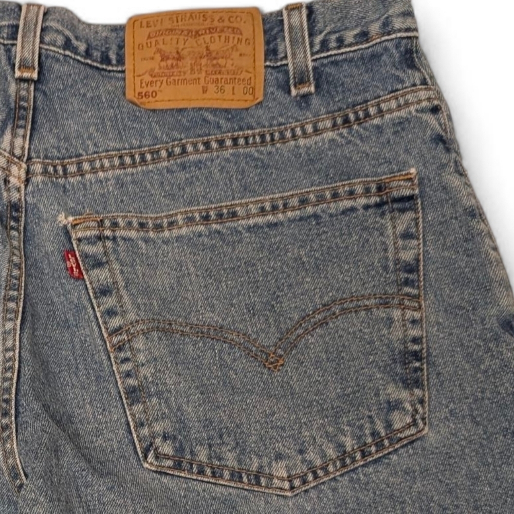 LEVIS Vintage Cotton Shorts Relaxed Longline Baggy High Waist Blue Denim - Picture 10 of 11
